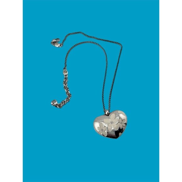 Brighton Hinged Silver Bangle Braclet with Necklace & Earrings White Flowers - Picture 11 of 11